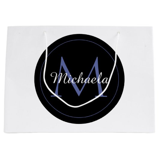 Grand Sac Cadeau Cercle minimal moderne nom initial monogramme mode (Devant)