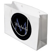 Grand Sac Cadeau Cercle minimal moderne nom initial monogramme mode (Dos Angle)