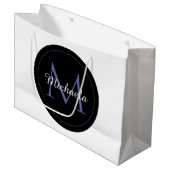 Grand Sac Cadeau Cercle minimal moderne nom initial monogramme mode (Devant Angle)