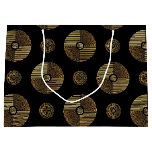 Grand Sac Cadeau Cercles Art Déco Luxe Or Moderne (Devant)