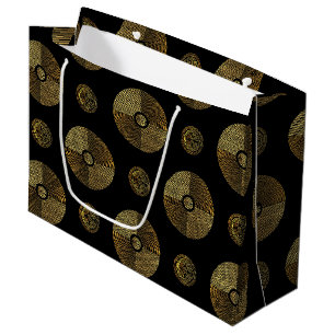 Grand Sac Cadeau Cercles Art Déco Luxe Or Moderne