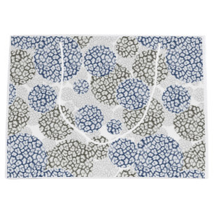 Grand Sac Cadeau Cercles avec impression de peau de léopard gris et