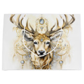 Grand Sac Cadeau Cerf de glitterie or et diamant (Devant)
