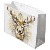 Grand Sac Cadeau Cerf de glitterie or et diamant (Dos Angle)