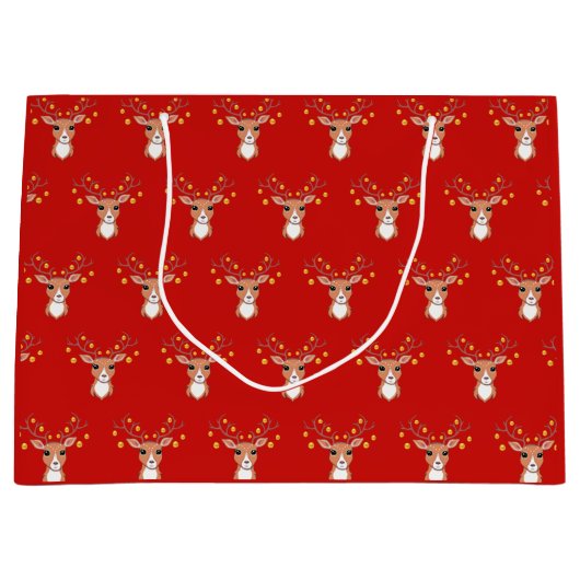 Grand Sac Cadeau Cerf de Noël (Devant)