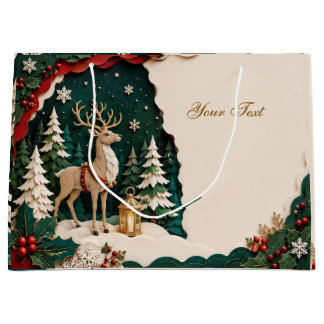 Grand Sac Cadeau Cerf de Noël Forest Frame
