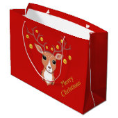 Grand Sac Cadeau Cerf de Noël mignon (Dos Angle)