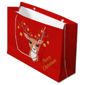 Grand Sac Cadeau Cerf de Noël mignon (Devant Angle)