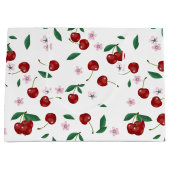 Grand Sac Cadeau Cerises rouges botaniques Verdure et fleurs (Devant)