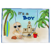 Grand Sac Cadeau C'est un Baby shower de Plage de Surfboard de Sand (Dos)