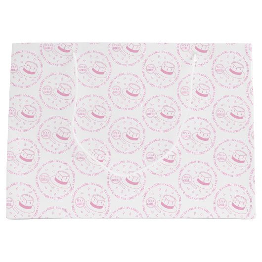 Grand Sac Cadeau C'est une fille ! faire-part (Devant)