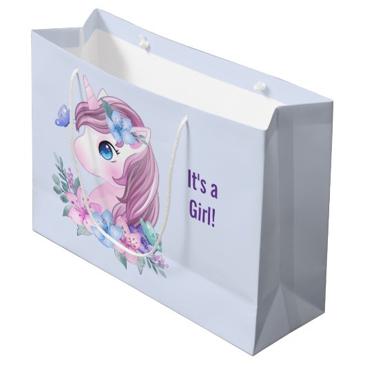 Grand Sac Cadeau C'est une fille magique Unicorn Portrait (Devant Angle)