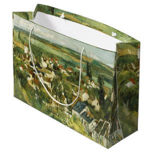 Grand Sac Cadeau Cézanne vintage Vue panoramique sur Auvers-sur-Ois