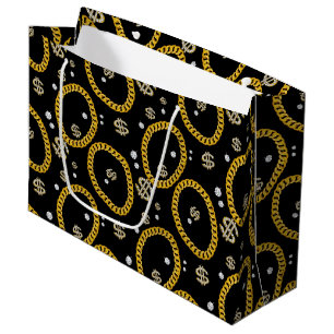 Grand Sac Cadeau Chaîne en or de lien cubain de musique Hip Hop Rap