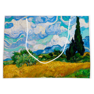 Grand Sac Cadeau Champ de blé avec Cyprès, Van Gogh
