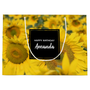 Grand Sac Cadeau Champ jaune de tournesols photo
