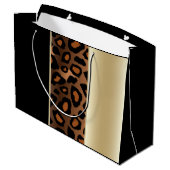 Grand Sac Cadeau Champagne et motif noir de léopard (Dos Angle)