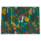 Grand Sac Cadeau Champignons d'automne, feuilles, noix et baies sur (Devant)