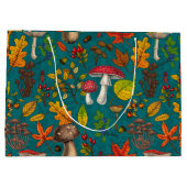 Grand Sac Cadeau Champignons d'automne, feuilles, noix et baies sur (Dos)