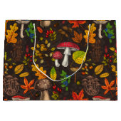 Grand Sac Cadeau Champignons d'automne, feuilles, noix et baies sur (Devant)