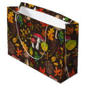 Grand Sac Cadeau Champignons d'automne, feuilles, noix et baies sur (Dos Angle)