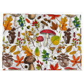 Grand Sac Cadeau Champignons d'automne, feuilles, noix et baies sur (Dos)