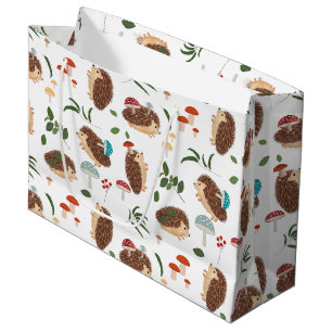 Grand Sac Cadeau Champignons de Hérisson Mignon Forêt Animale de la