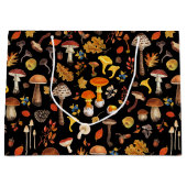 Grand Sac Cadeau Champignons sauvages sur le noir (Devant)
