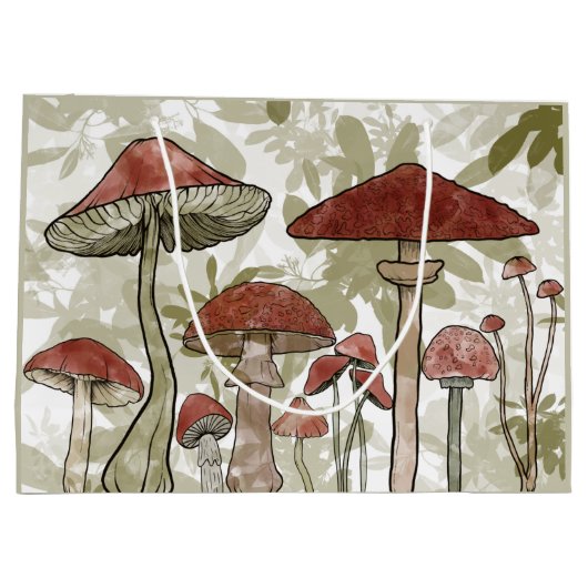 Grand Sac Cadeau Champignons verts et rouges (Dos)