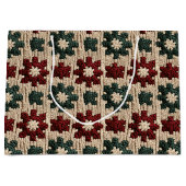 Grand Sac Cadeau Chandail de Noël vert rouge rétro (Devant)