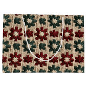 Grand Sac Cadeau Chandail de Noël vert rouge rétro (Dos)