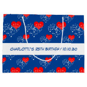 Grand Sac Cadeau Chanter Motif de coeur. Coeurs rouges, notes blanc (Dos)