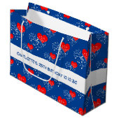 Grand Sac Cadeau Chanter Motif de coeur. Coeurs rouges, notes blanc (Devant Angle)