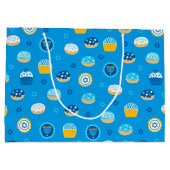Grand Sac Cadeau Chanukah étoile juive Cupcakes bleu (Dos)