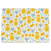 Grand Sac Cadeau Chanukah Menorahs Gelt White (Devant)