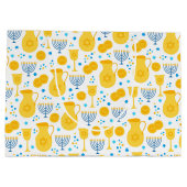 Grand Sac Cadeau Chanukah Menorahs Gelt White (Dos)