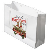 Grand Sac Cadeau Charges de lapins de Noël en Camion Rouge (Devant Angle)