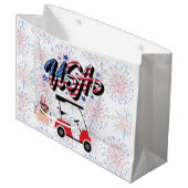 Grand Sac Cadeau Chariot de golf avec drapeau d'Amérique pour le 4 (Devant Angle)
