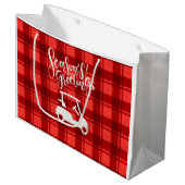 Grand Sac Cadeau Chariot de golf avec voeux de saison à Noël rouge (Devant Angle)