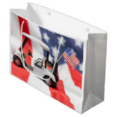 Grand Sac Cadeau Chariot de golf et drapeau américain  (Devant Angle)