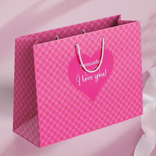 Grand Sac Cadeau Charming Heart Pattern I Love You Custom Gift Bag