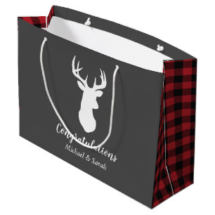 Grand Sac Cadeau Chasse aux cerfs Lodge Baby shower Antlers