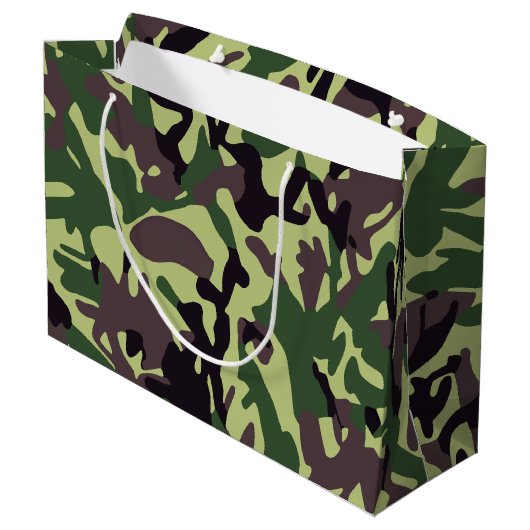 Grand Sac Cadeau Chasseurs Motif Camo Vert (Dos Angle)