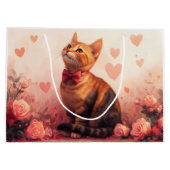 Grand Sac Cadeau Chat abyssinien avec Rose - Saint Valentin (Dos)
