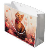 Grand Sac Cadeau Chat abyssinien avec Rose - Saint Valentin (Dos Angle)