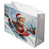 Grand Sac Cadeau Chat abyssinien en sledge laissez-le neiger Noël (Dos Angle)
