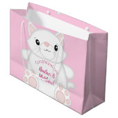 Grand Sac Cadeau Chat Baby shower Kitty Rose (Devant Angle)