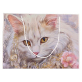 Grand Sac Cadeau Chat blanc élégant en bijoux de luxe (Dos)