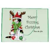 Grand Sac Cadeau Chat Calico de Noël amusant (Dos)