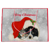 Grand Sac Cadeau Chat Chien Cute Père Noël Casquette Noël (Devant)